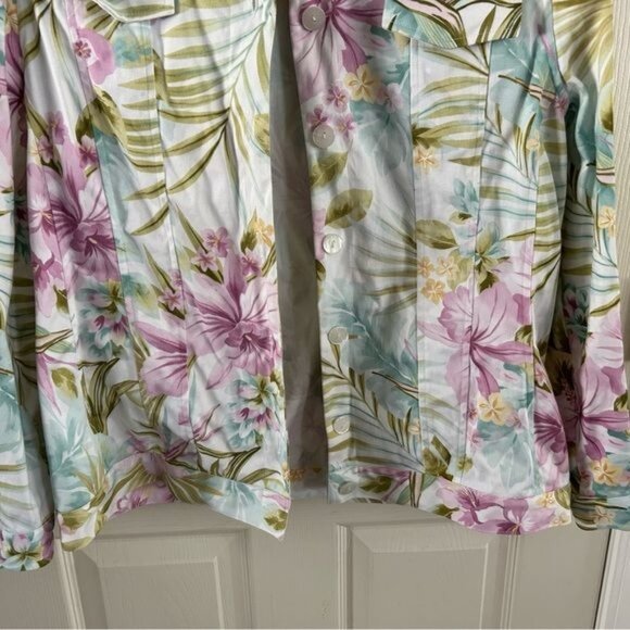 Alfred Dunner Sz 10 Floral Button Jacket Tropical Coastal Spring Summer - Picture 3 of 16